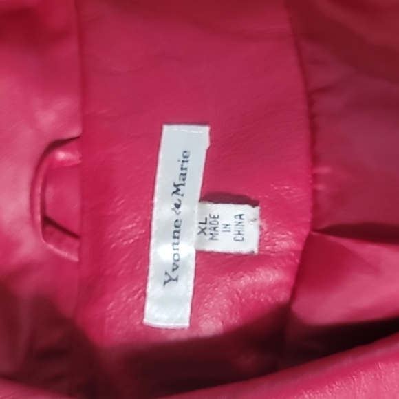 Yvonne & Marie Women's Jacket Red Leather Blazer Size X Large Vintage Biker 80's - Picture 5 of 10